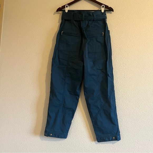 Anthropologie Super High Rise Blue Paper Bag Waist Tie Pants Size 6 - Picture 12 of 13